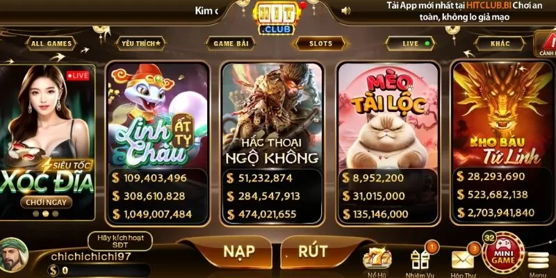 HITCLUB - Thiên Đường Game Đổi Thưởng Hấp Dẫn 2026 3 Giao diện HITCLUB được bố trí khoa học, dễ nhìn